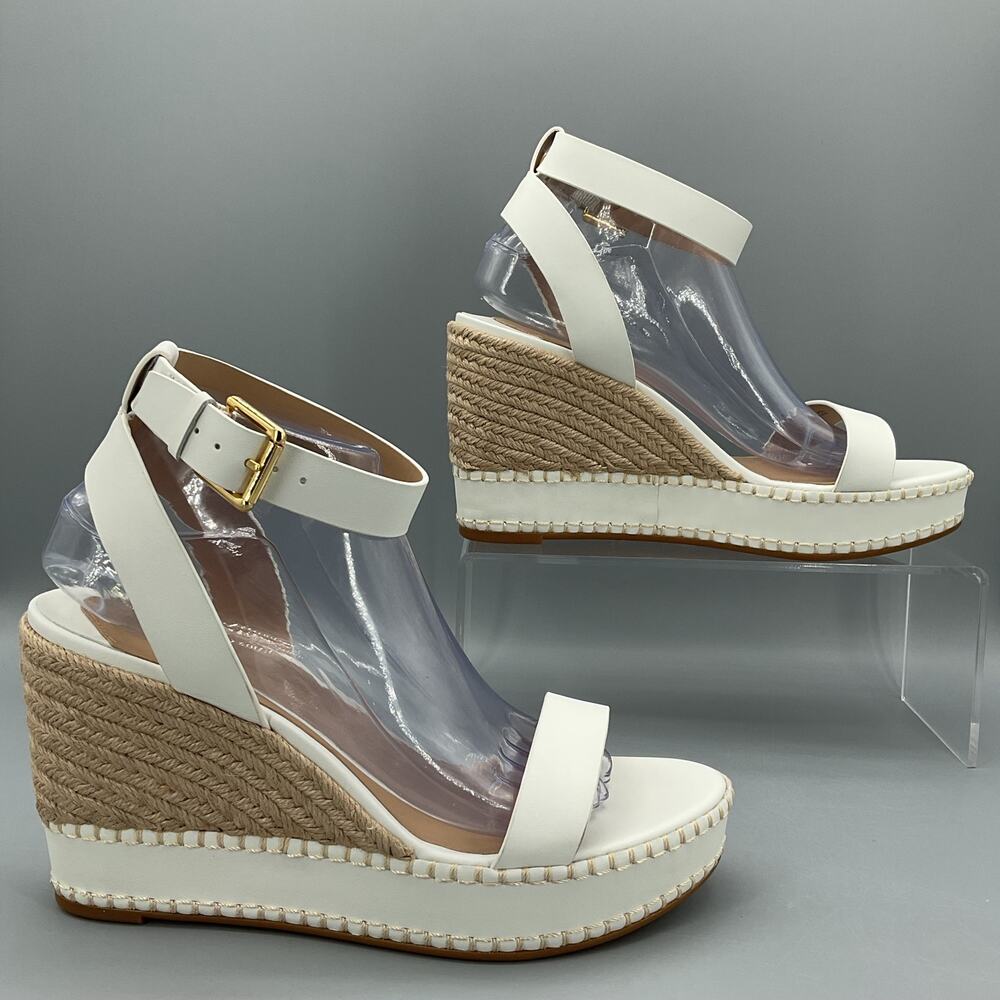 NEW Lauren Ralph Lauren Women Hilarie Leather Espadrille Sandal White Size 10B